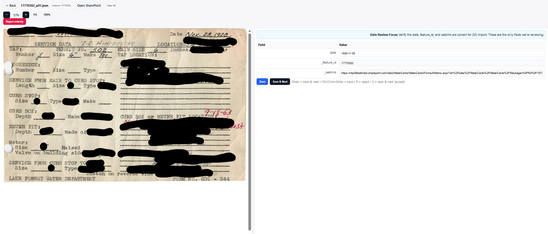 Water Service Card Reviewer